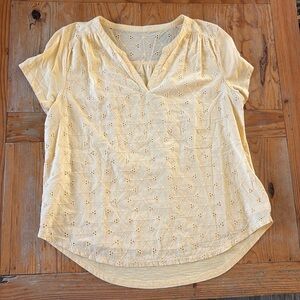 Women's Yellow Eyelet Top
